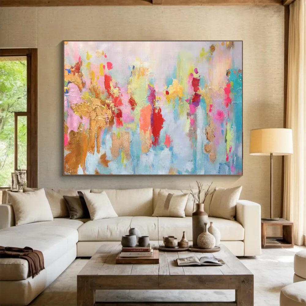 Pastel Abstract Celebration - Abstract Expressionist Painting On Canvas DKH643