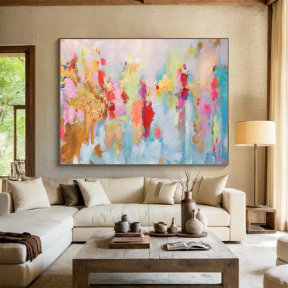 Pastel Abstract Celebration - Abstract Expressionist Painting On Canvas DKH643