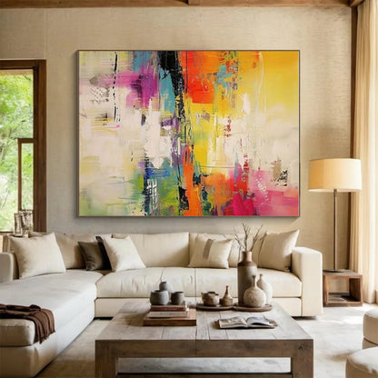 “Bright Chaos, Colorful Splashes” - “Life’s Palette”，Abstract Expressionist Acrylic Painting CT0692