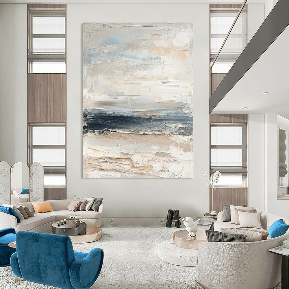 “Neutral Abstract Textures” - Beige, Gray, Blue Subtle Layers Painting On Canvas DTP298