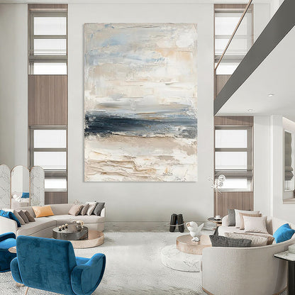 “Neutral Abstract Textures” - Beige, Gray, Blue Subtle Layers Painting On Canvas DTP298