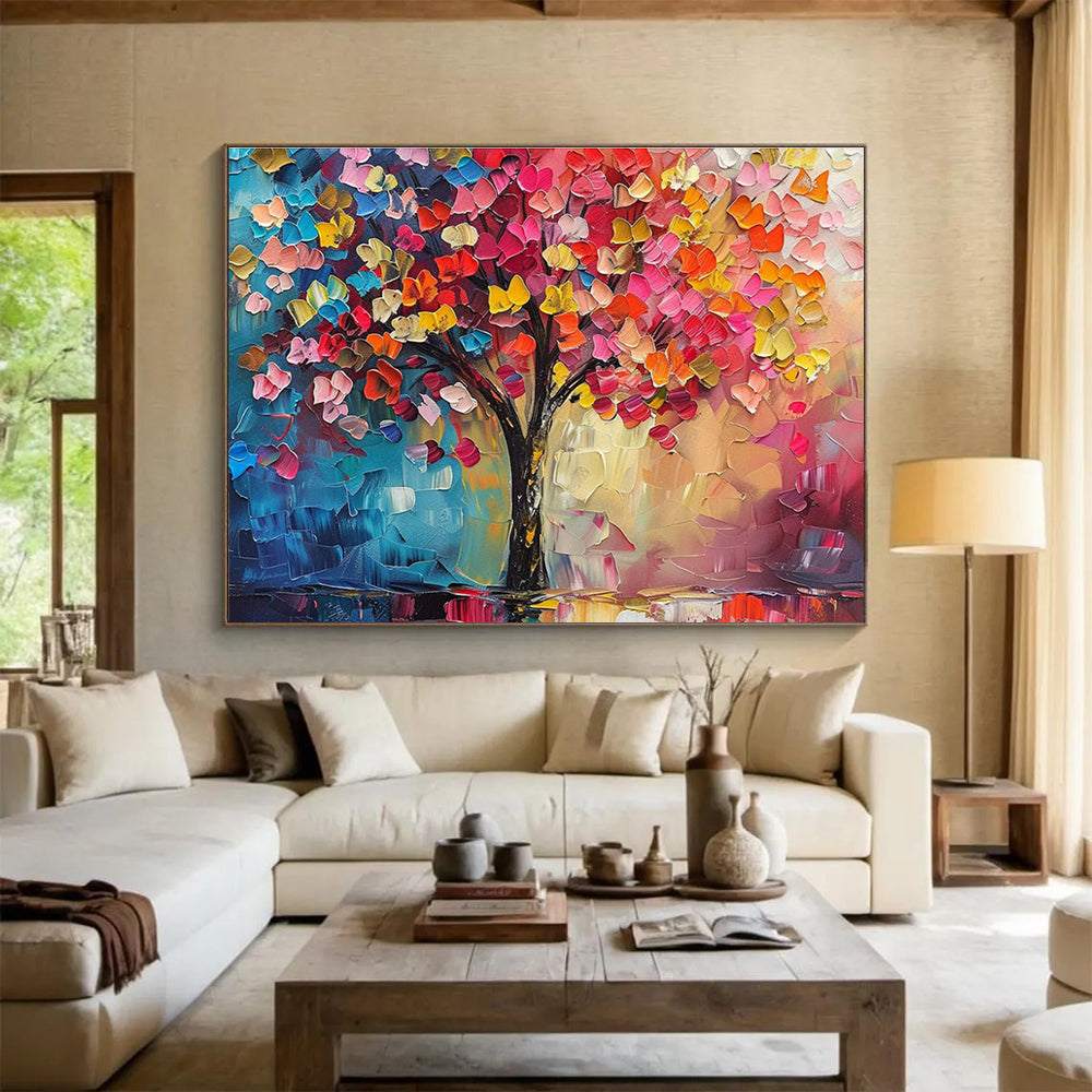 “Rainbow Tree of Life” - Symbolic Impasto Painting On Canvas DKH858