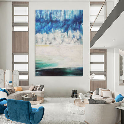 “Blue - White Layered Natural Mood” - Abstract Natural Landscape Oil Painting CT1974