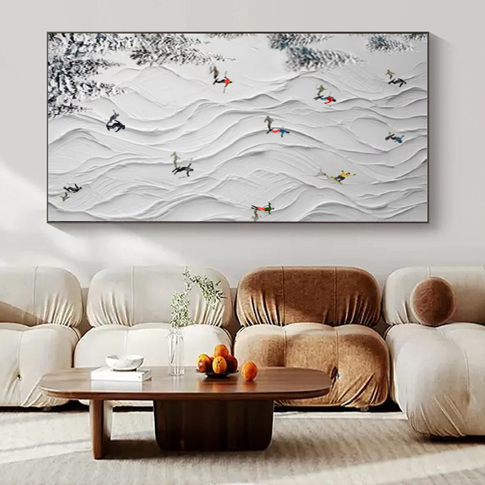 Textured Ski Slope - Mixed - Media Textured Painting CT1401