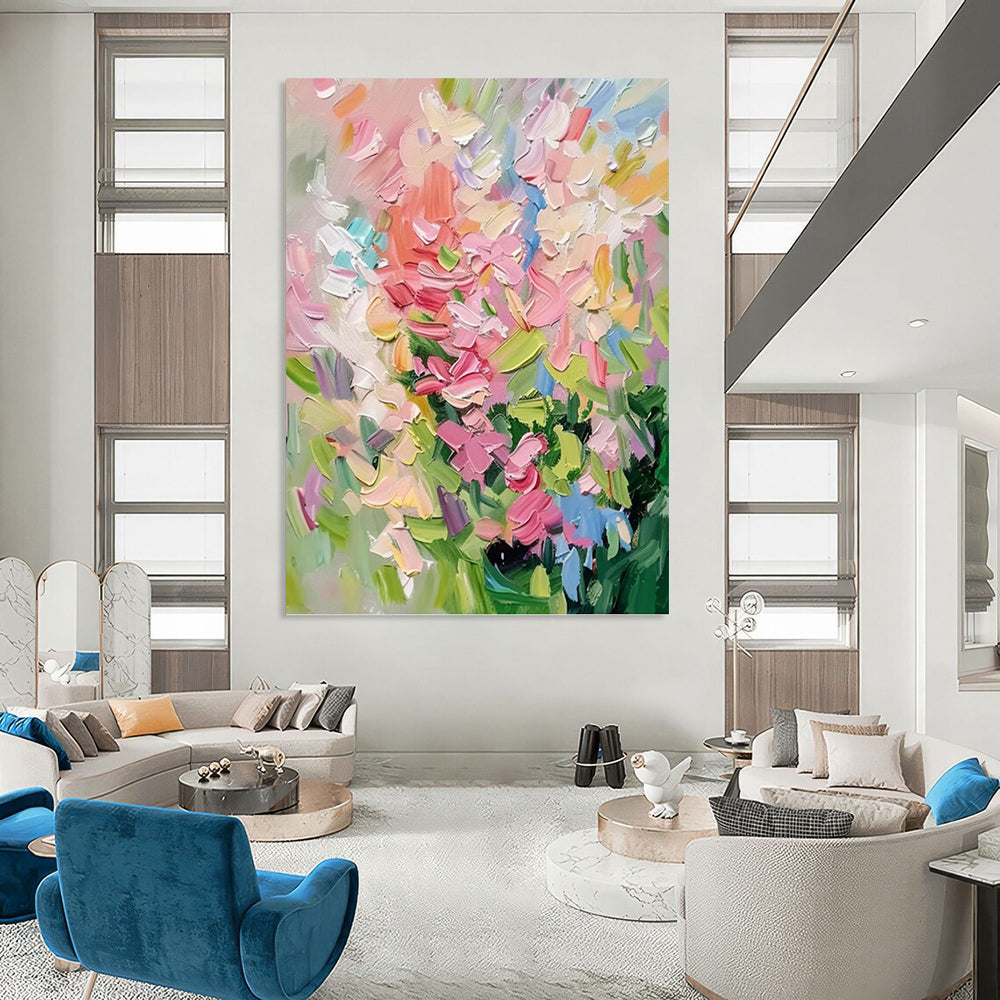 Vibrant Floral Palette - Impasto Flower Painting On Canvas DKH1403