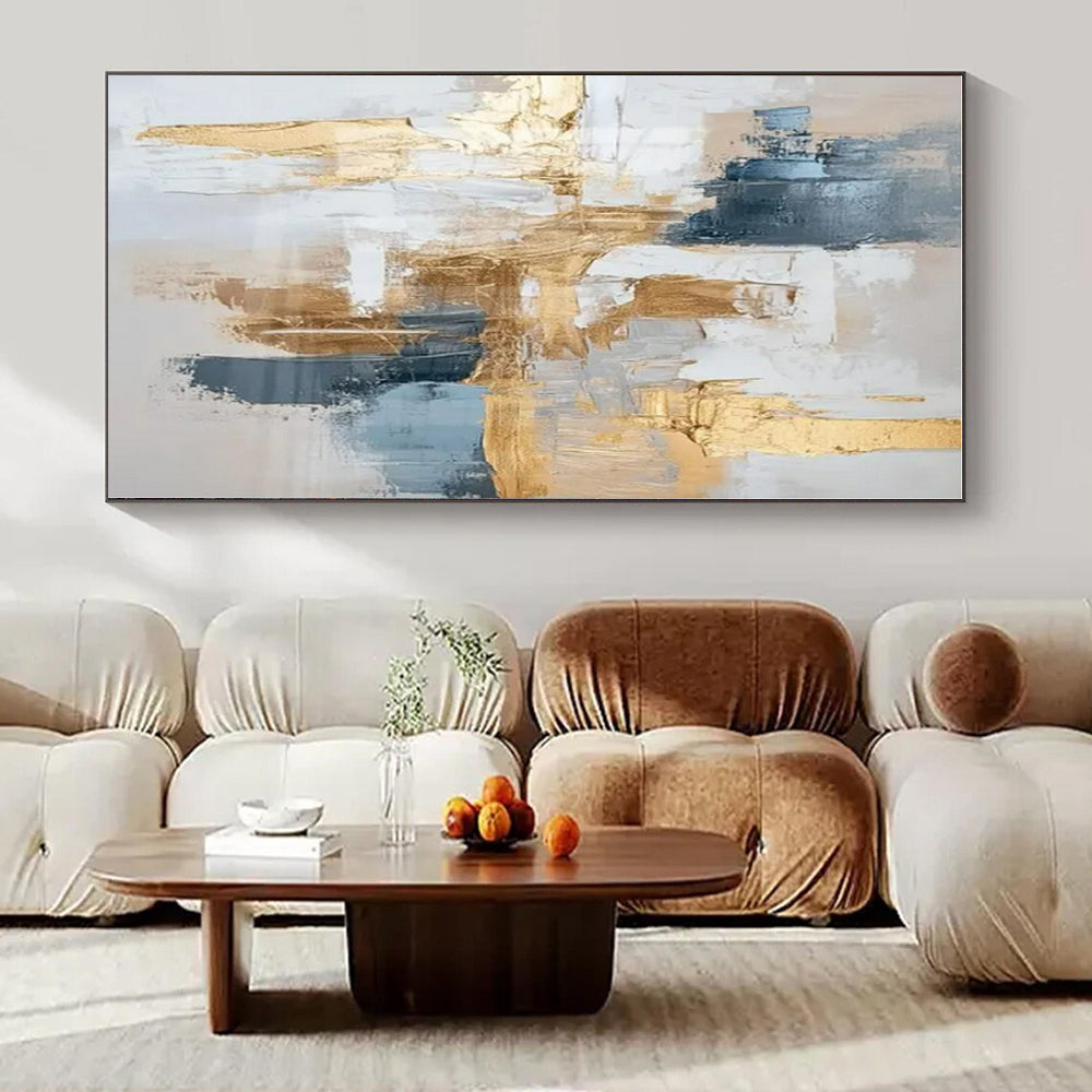 Blue - Gold Urban Abstract - Abstract Cityscape Acrylic CT1269