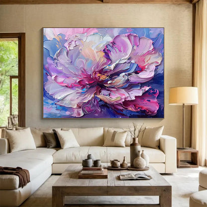Vibrant Pink - Purple Floral Painting On Canvas DKH681