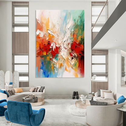 “Colorful Abstract Burst” - Impressionist Abstract Painting On Canvas DTP079