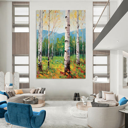 “Aspen Grove in Autumn” - Impressionistic Landscape Painting On Canvas DKH1059