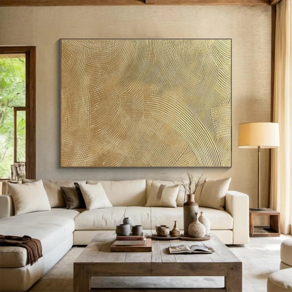 Textured Wave Layers in Teal, Gray, and Beige, Abstract Textural Landscape Painting On Canvas DKH580