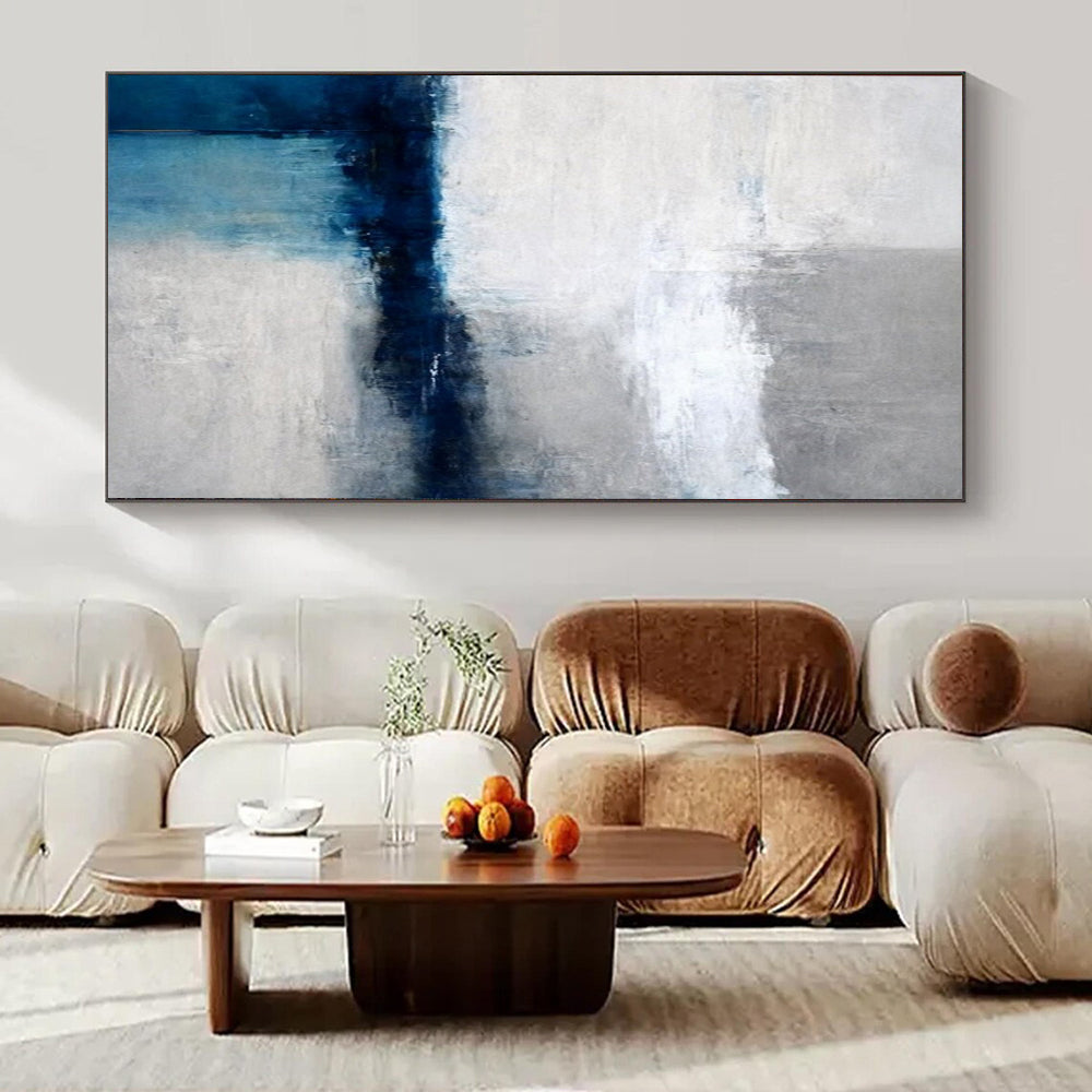 “White - Gray - Blue Minimalist Horizon” – Minimalist Abstract Art CT1020