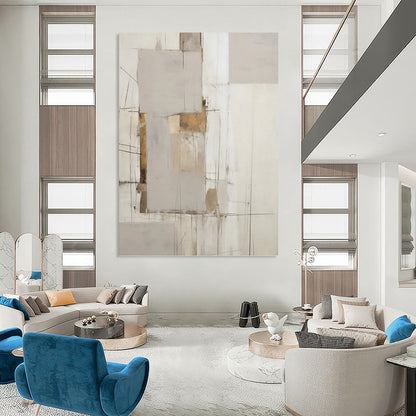 Neutral Tones with Gold Accents Abstract - Abstract Painting On Canvas DKH1316