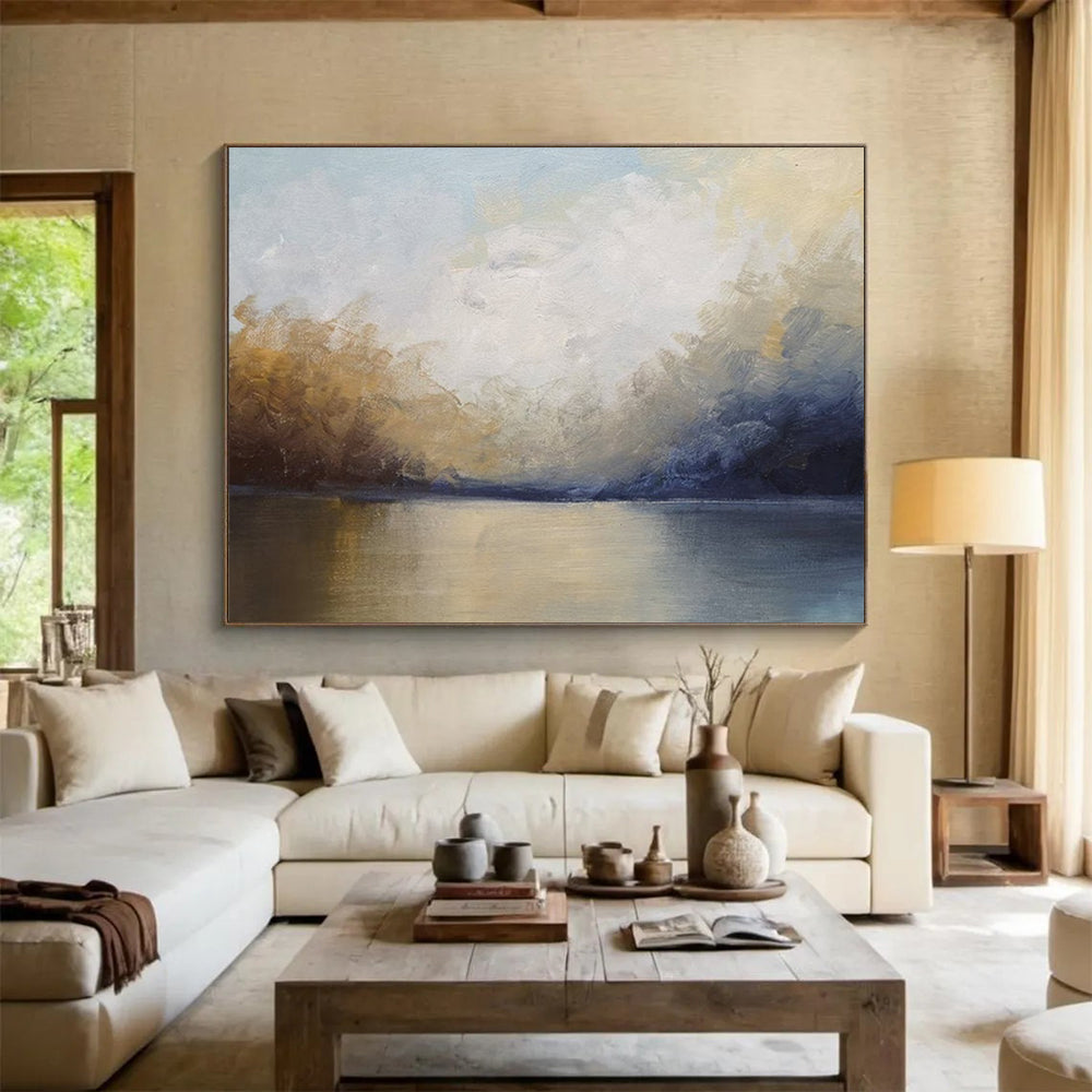 “Soft - Toned Lake ‘Tranquil Waterscape’” - Impressionist Landscape Painting On Canvas DLZ041