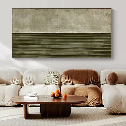 Grey - Green Split Texture - Minimalist Textured Acrylic Painting CT1383