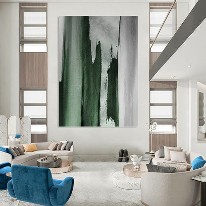 “Green - Gray Abstract Brushstrokes” Painting On Canvas DKH1233