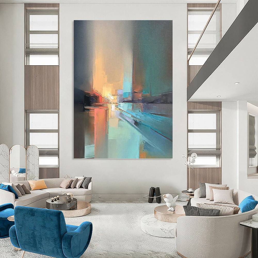 “Cityscape in Muted Tones” - Abstract Urban Painting On Canvas DKH1066