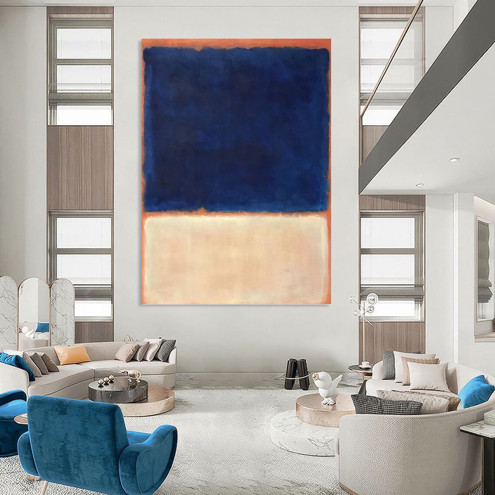 “Deep Blue & Pale Orange Layers” - Rothko - Style Color - Field Painting On Canvas DKH1622