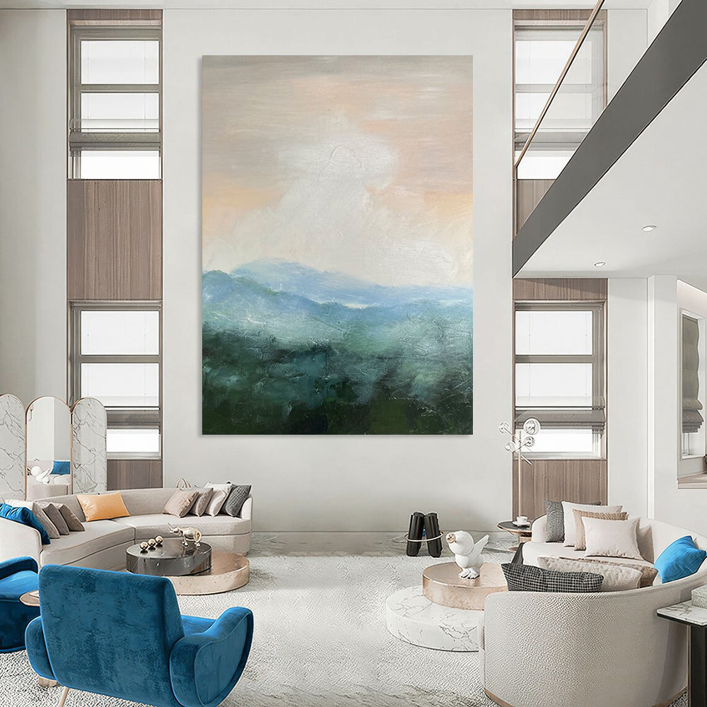 “Soft Tonal Mountainscape” - Impressionist Landscape Painting On Canvas DTP010