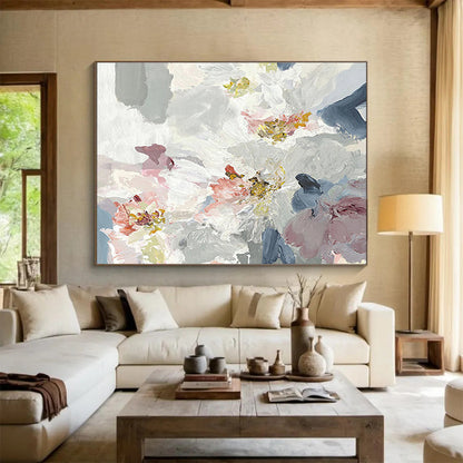 “Abstract Floral Blooms” Abstract Impasto Painting On Canvas DKH404