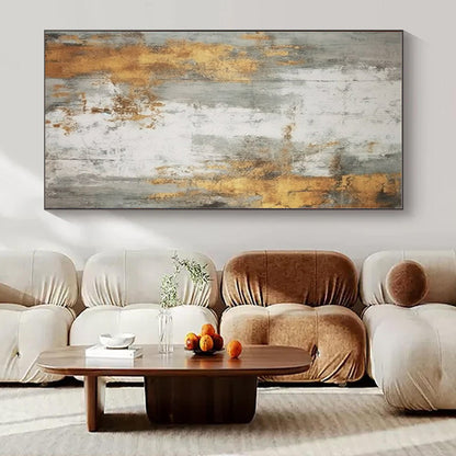 Grey - Gold Textured Abstract II - Abstract Impasto Acrylic CT1271