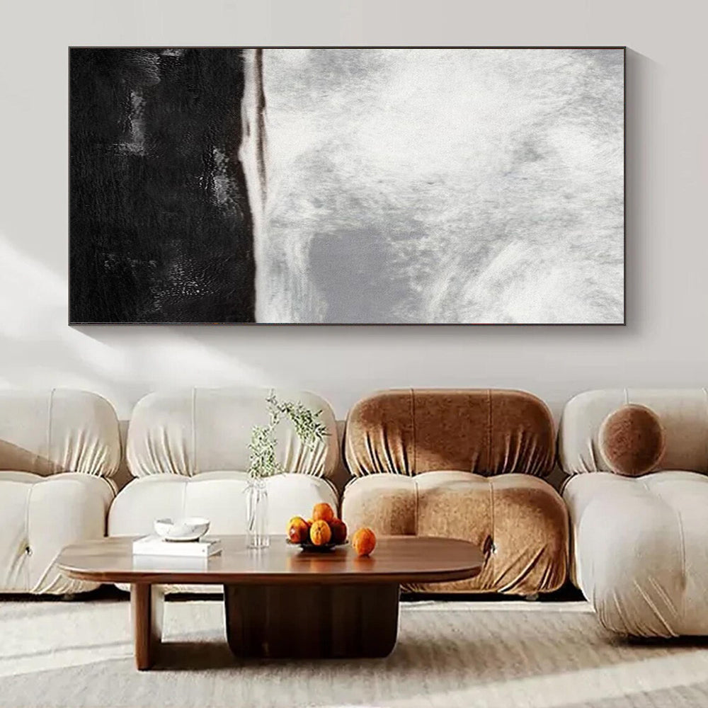“Black - White Abstract Horizon” – Abstract Landscape Painting CT1154