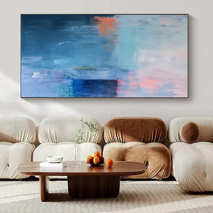 “Blue - Orange Abstract Drips” – Abstract Expressionist Painting CT1178