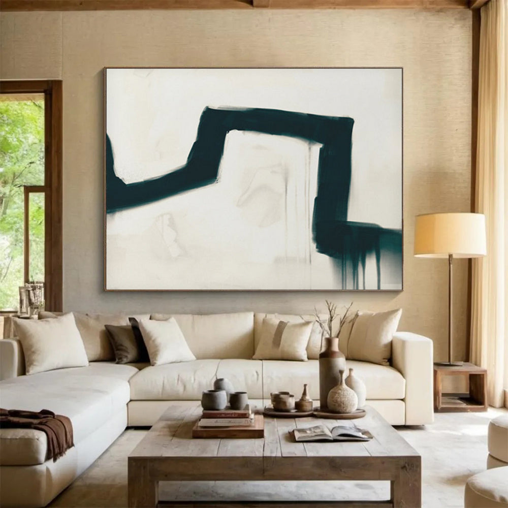 “Abstract Black Form” Expressive Minimalist Painting On Canvas DLZ115