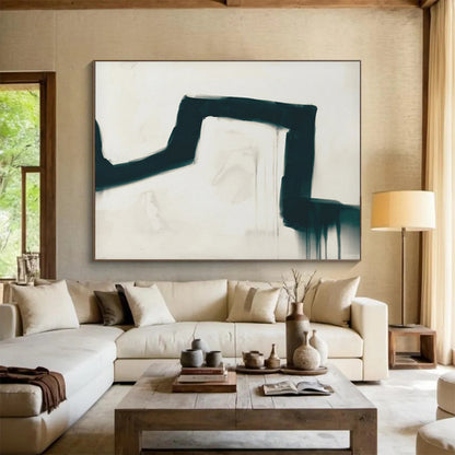 “Abstract Black Form” Expressive Minimalist Painting On Canvas DLZ115