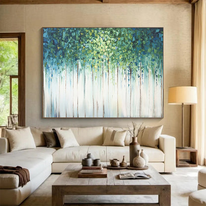 Emerald Green Forest - Abstract Landscape Painting On Canvas DLZ206