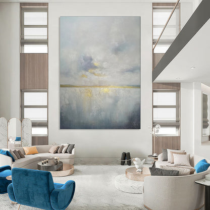 “Gilded Horizon: Abstract Sea & Sky” - Textured Mixed - Media on Canvas CT1903