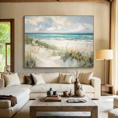 Coastal Breeze Soft Tones Beach Scene Painting On Canvas DKH171