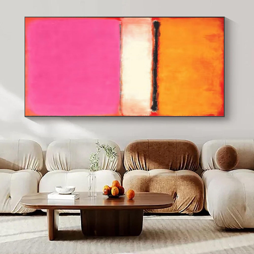 “Color Block Harmony (Orange - Pink - White)” – Color Field Painting CT1184