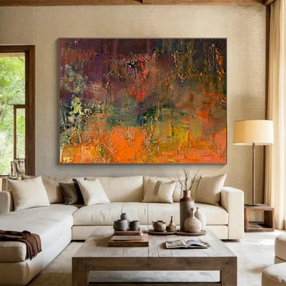 “Colorful Abstract Forest” Impasto Landscape Painting On Canvas DKH370