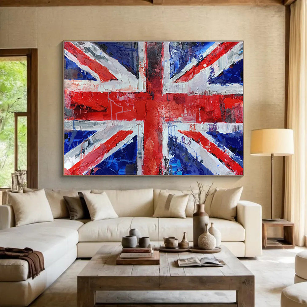 Textured Union Jack “Patriotic Palette Knife” Painting On Canvas DKH120