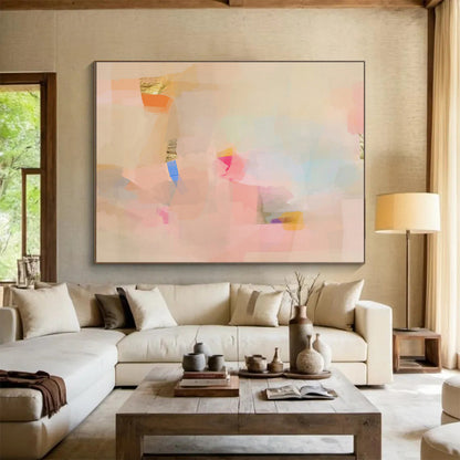 Soft Pastel Abstract Shapes - Subtle Hues and Gentle Forms Painting On Canvas DKH033