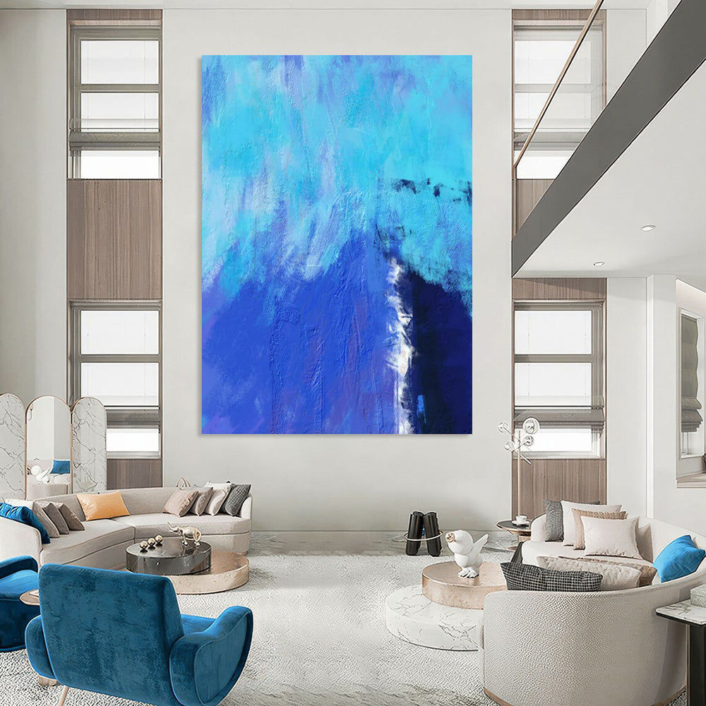 “Vibrant Blue Textured Abstract” - Abstract Painting On Canvas CT2334