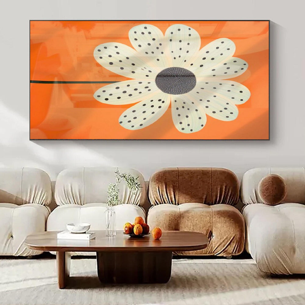 “Polka - Dot Flower on Orange” – Pop Art - Inspired Painting CT1041