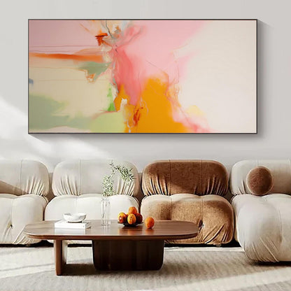 “Pink - Orange Fluid Drips” – Abstract Expressionist Painting CT1176