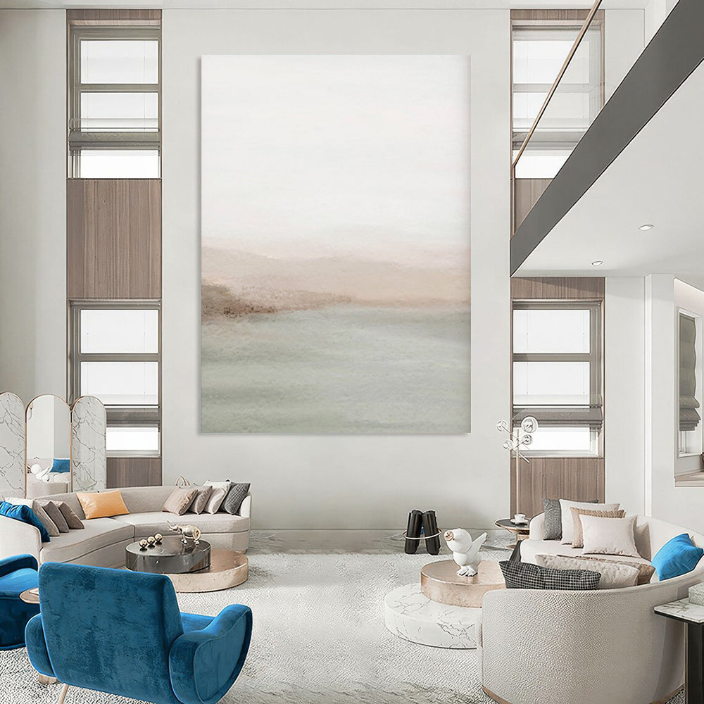 “Blush and Sage Coastal Haze” – Abstract Watercolor Landscape CT2063