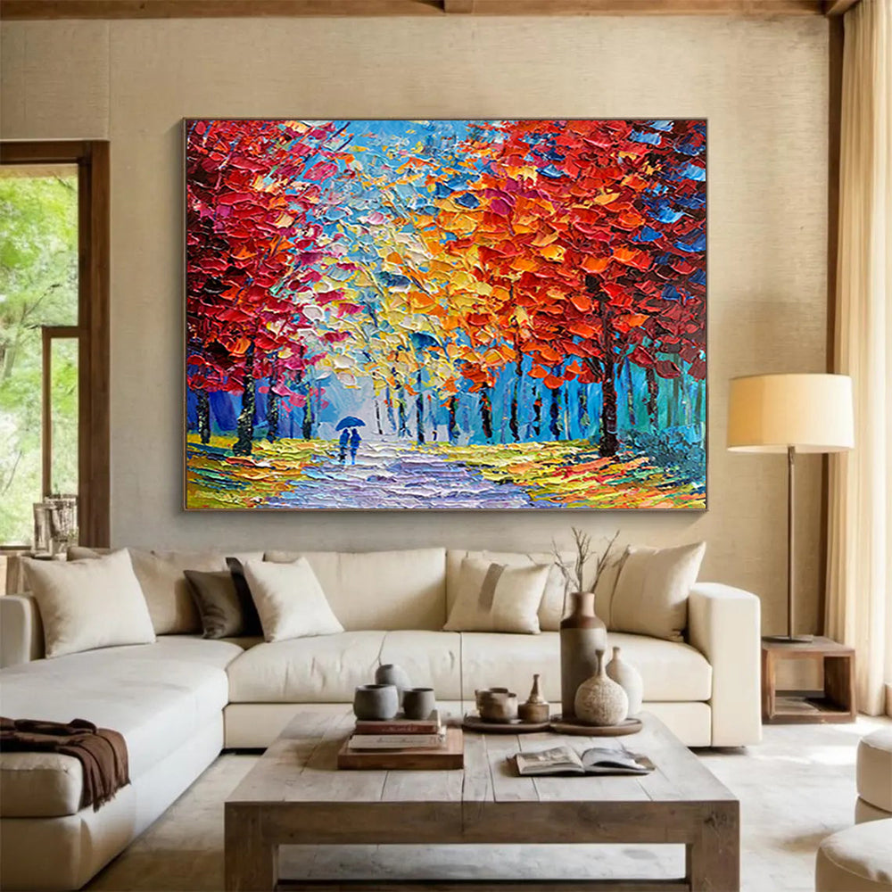 Colorful Autumn Path - Impressionist Landscape Painting On Canvas DLZ200
