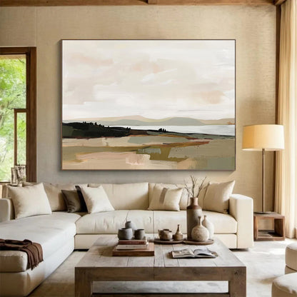 Soft Tones Landscape Serene Terrain Painting On Canvas DKH242