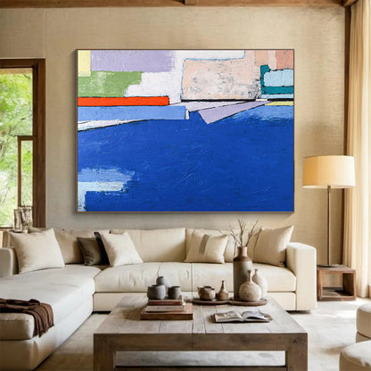 Soft Color Field Layers in Green, Blue, and White, Abstract Landscape - Inspired Painting On Canvas DKH575