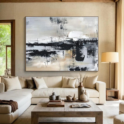 “Black - White - Gray Textured Chaos” ，Abstract Acrylic Painting CT0808