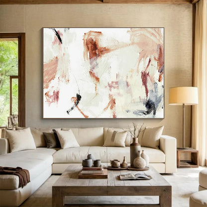 “Blush and Brown Abstract” Soft Abstract Painting On Canvas DLZ145