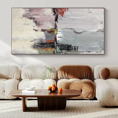 Grey, Red, Yellow & Green Abstract Cityscape - "Urban Impressions" - Abstract Oil Painting CT1459