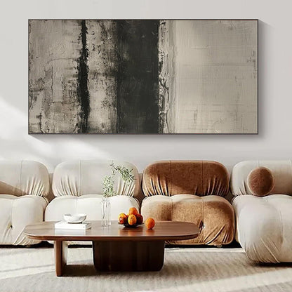 Black - and - White Textured Layers - Abstract Textured Acrylic Painting CT1369