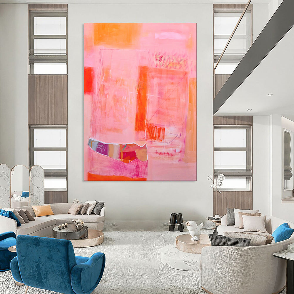 “Coral Cuts” - Abstract Color - Blocked Canvas Art on Canvas CT1868