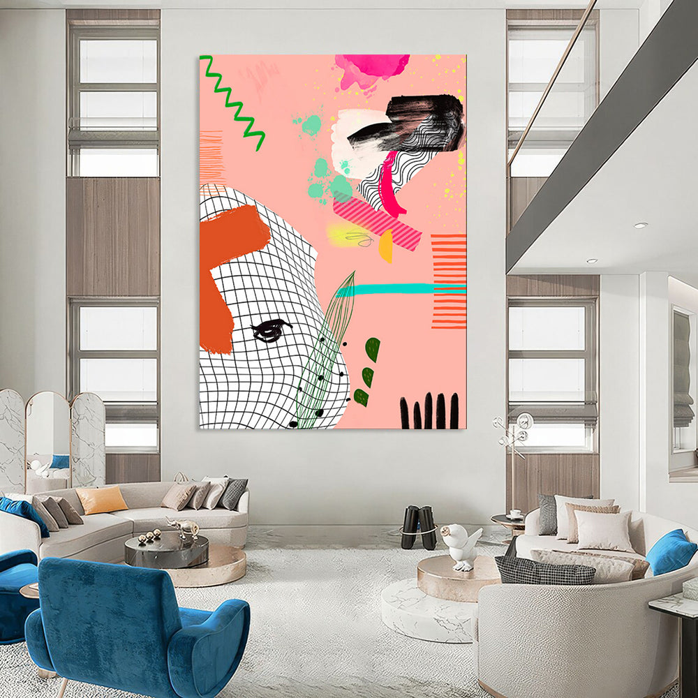 “Playful Pink Abstract Collage” - Whimsical Abstract Art CT2006