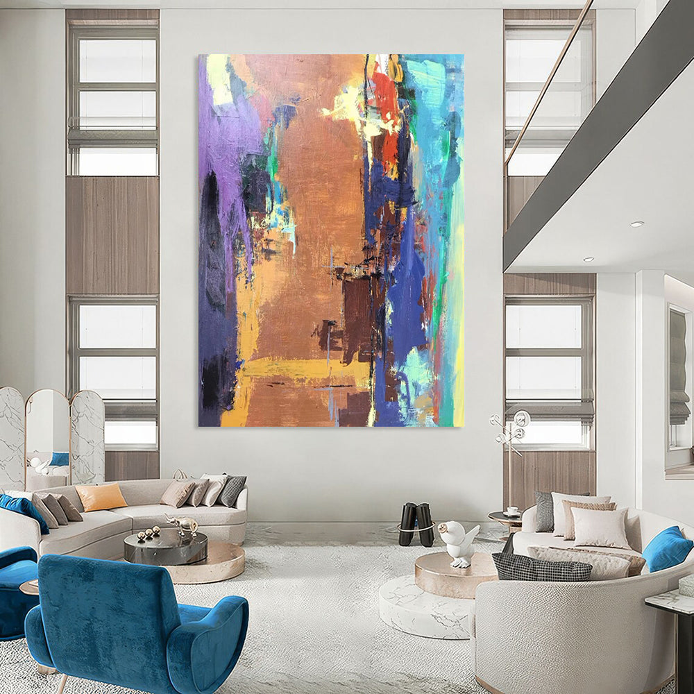 “Vibrant Abstract Cityscape” - Expressionist Urban Painting On Canvas DTP036