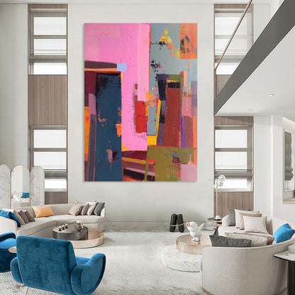 “Vibrant Cubist Blocks” - Abstract Cubist - Style Painting On Canvas DTP050